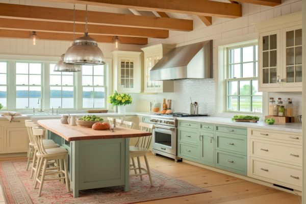 Modern kitchen renovation with custom cabinets and lighting