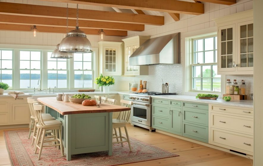 Modern kitchen renovation with custom cabinets and lighting