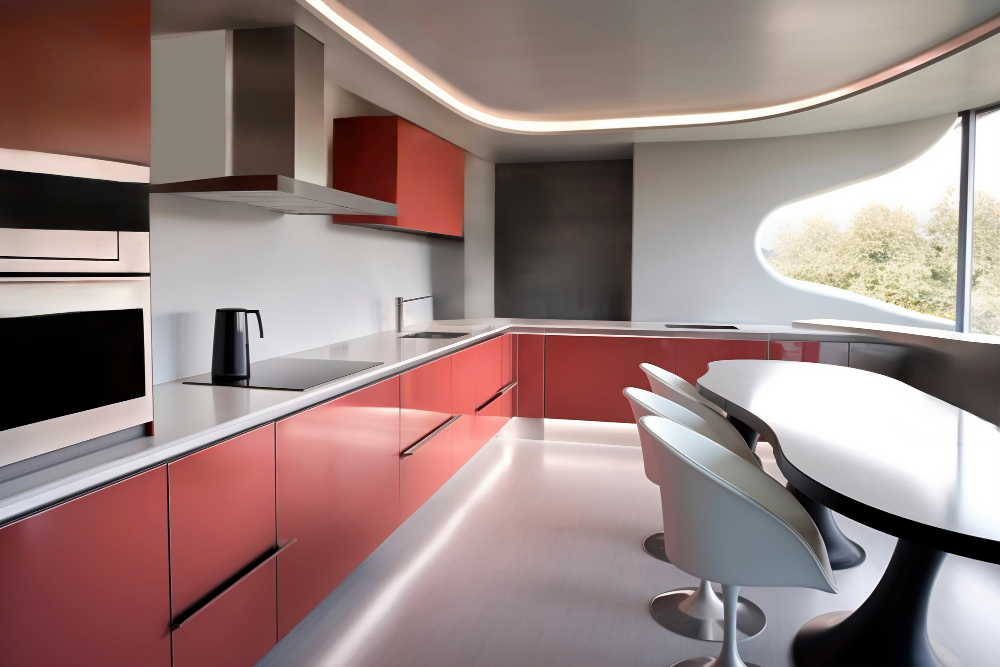 Bright new kitchen with modern countertops and backsplash