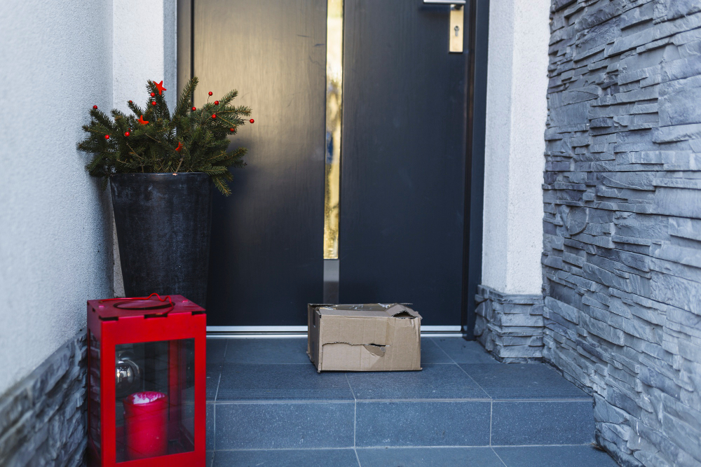Close-up of modern home entrance door